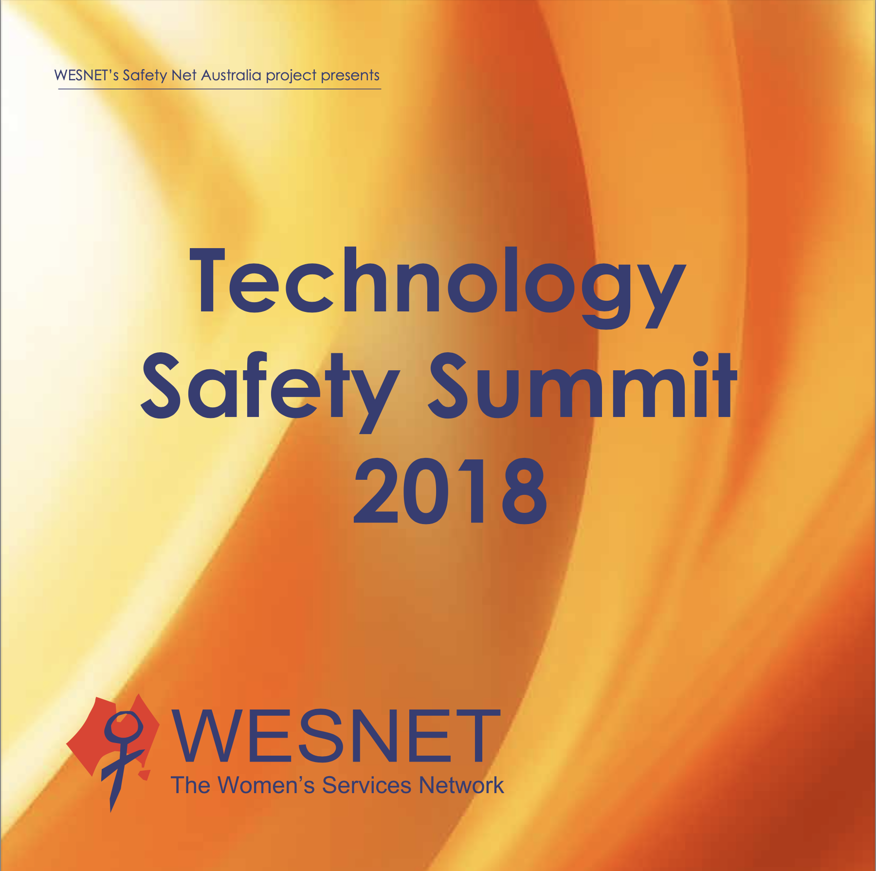 Cover of an orange booklet which is a program for the 2018 Tech Summit conference